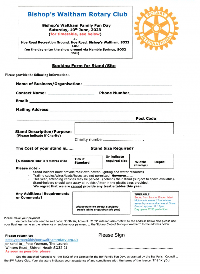 booking form